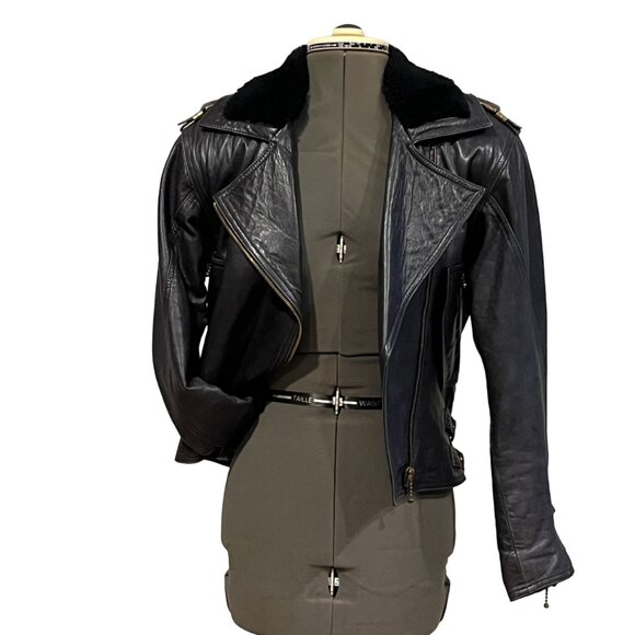 Rare Vintage BEGEDOR ITALIA Black Leather Jacket Women's Size 2 - Picture 5 of 16